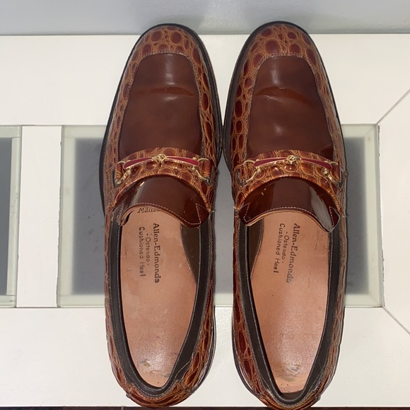 Vintage ALLEN EDMONDS MALIBU 2 TNE ALLIGATOR/ PATENT LOAFER-Mens Size 8.5 - Picture 13 of 16